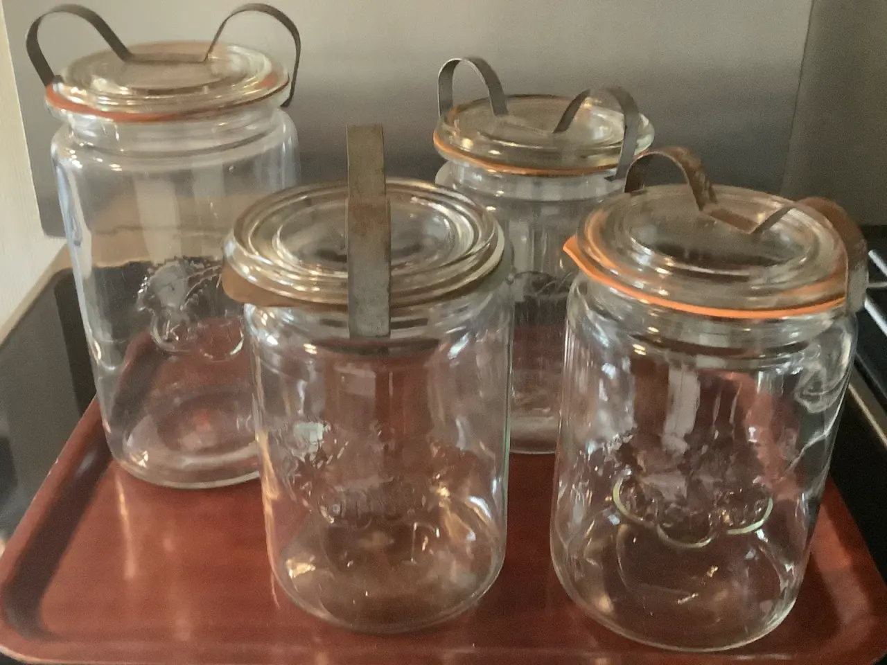 Billede 1 - Vintage sylteglas med låg og gummiring