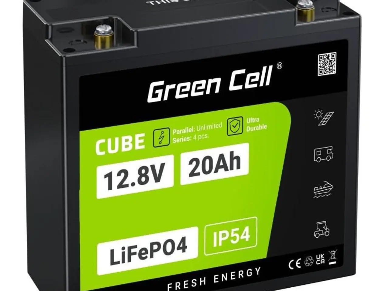Billede 2 - Green Cell CUBE LiFePO4-batteri 12,8 V 20 Ah (256 Wh) - sort/grøn