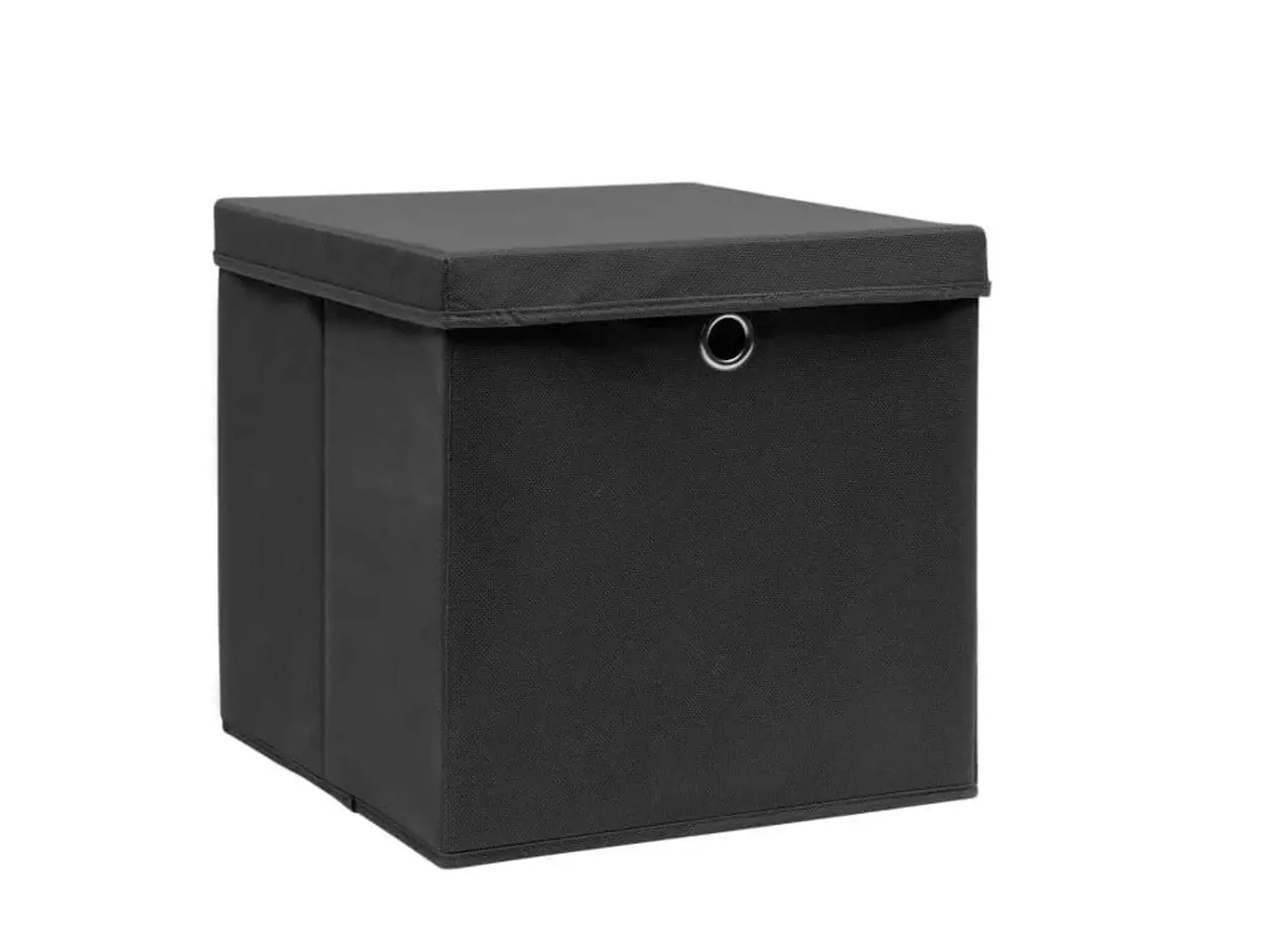 Billede 1 - Opbevaringskasser med låg - 10 stk., 28 × 28 × 28 cm, sort