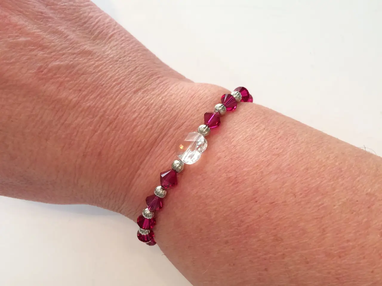 Billede 4 - Armbånd, pink, krystal