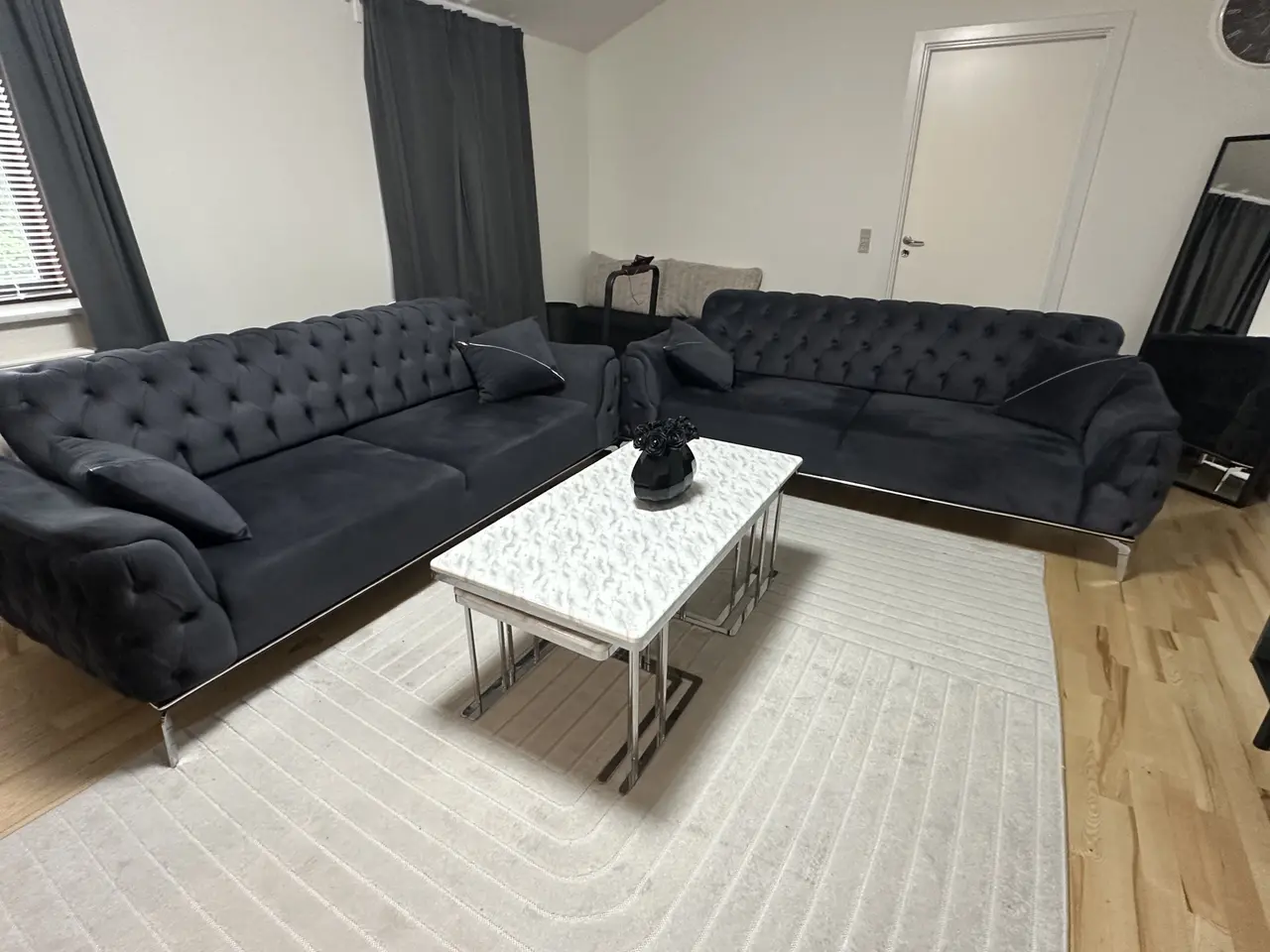 Billede 3 - Velour sofasæt med loungestol & sofabord.