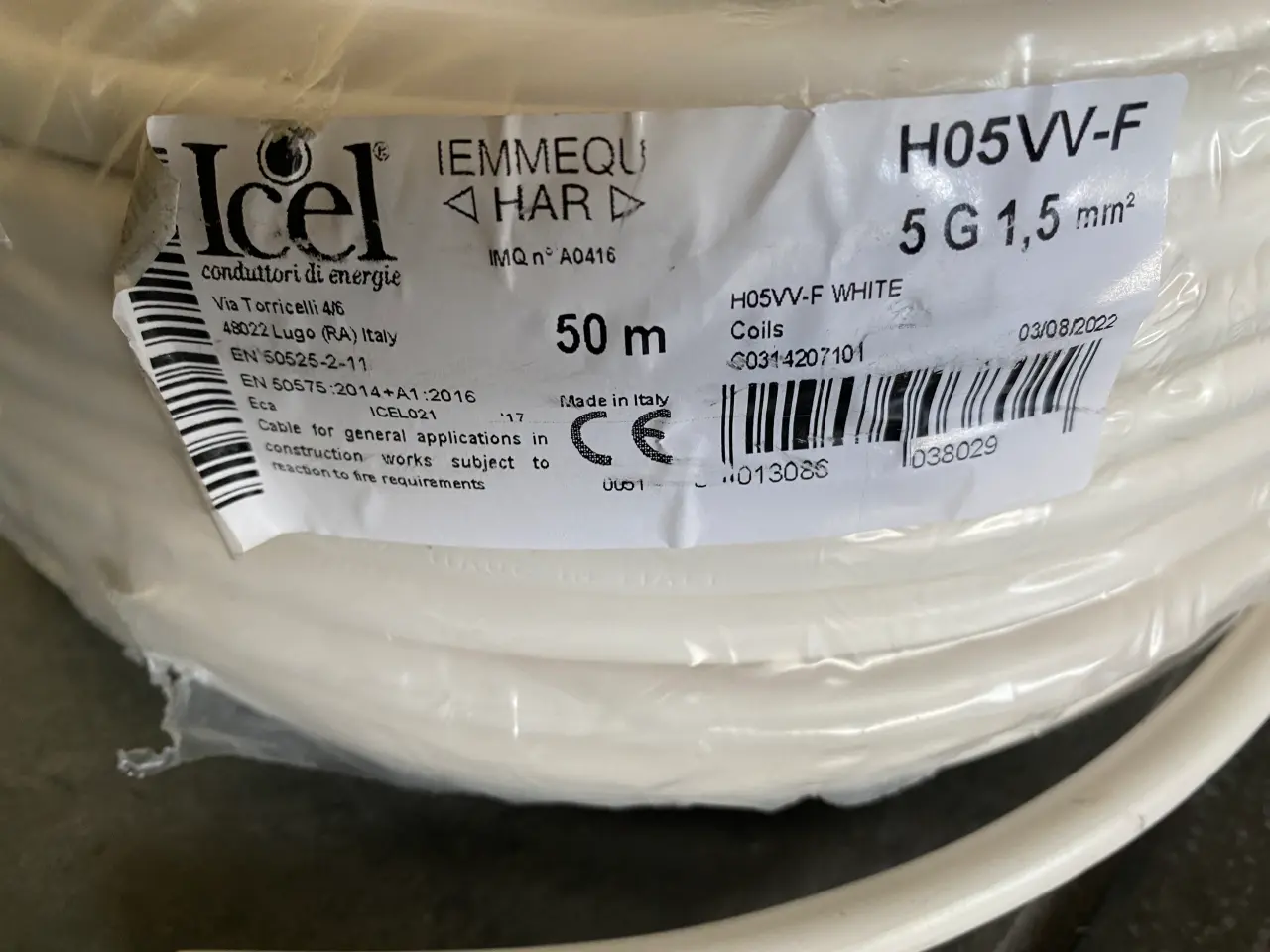 Billede 3 - RUND LEDNING 5G1,5mm2 H05VV-F HVID