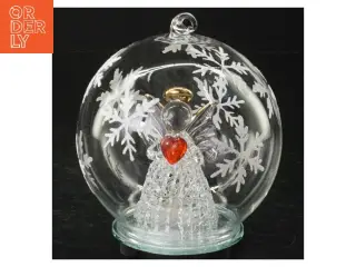 Glaskugle med julemotiv (str. 11 cm i diameter)