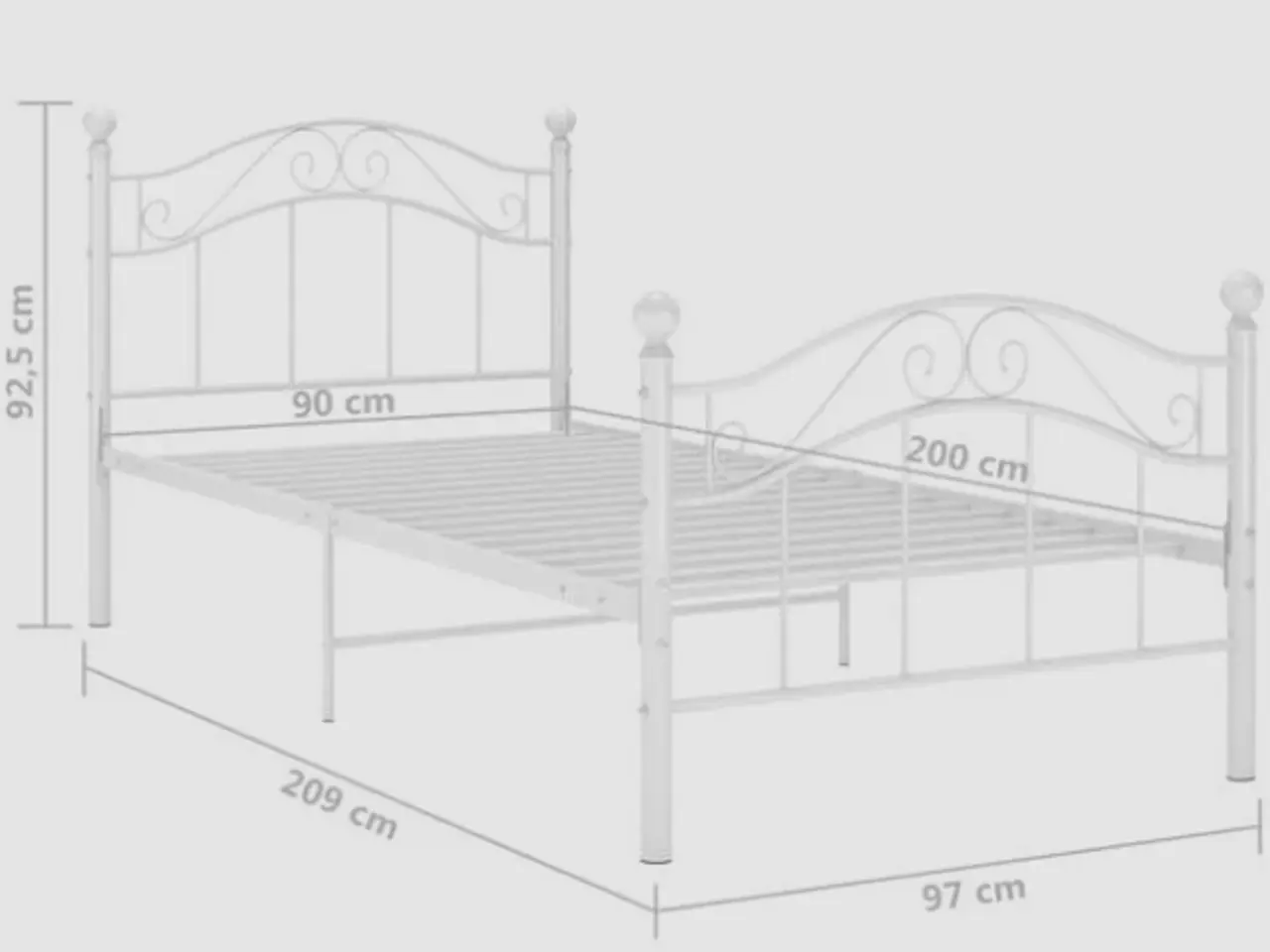 Billede 3 - (Fabriksny) Sengestel 90x200 cm metal hvid