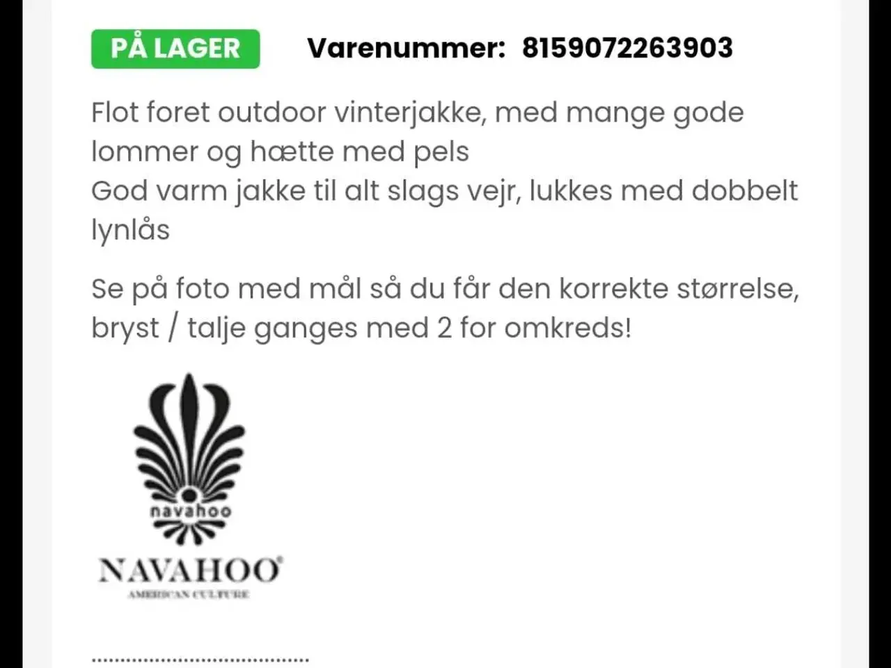 Billede 2 - Ny vinterjakke str S
