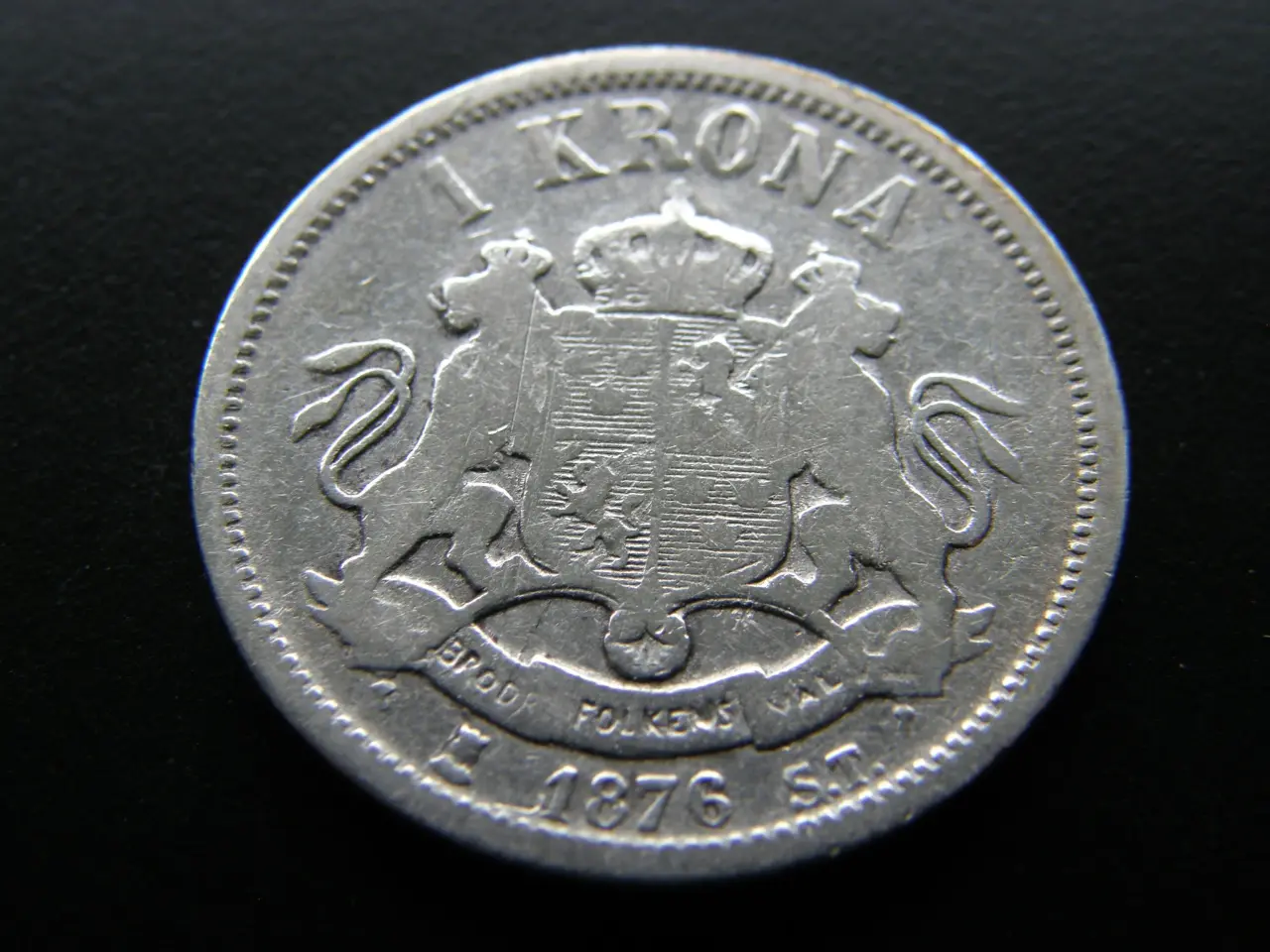 Billede 1 - Sverige 1 Krona 1876 ST KM#741
