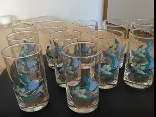Drikkeglas med fugle