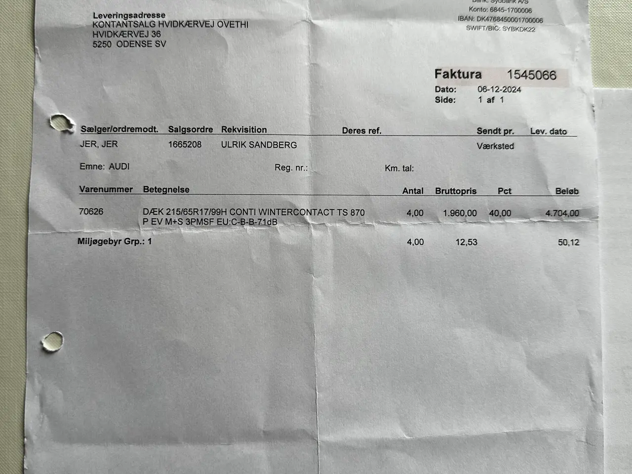 Billede 3 - Audi Q3 fælge med nye vinterdæk - Conti TS 870