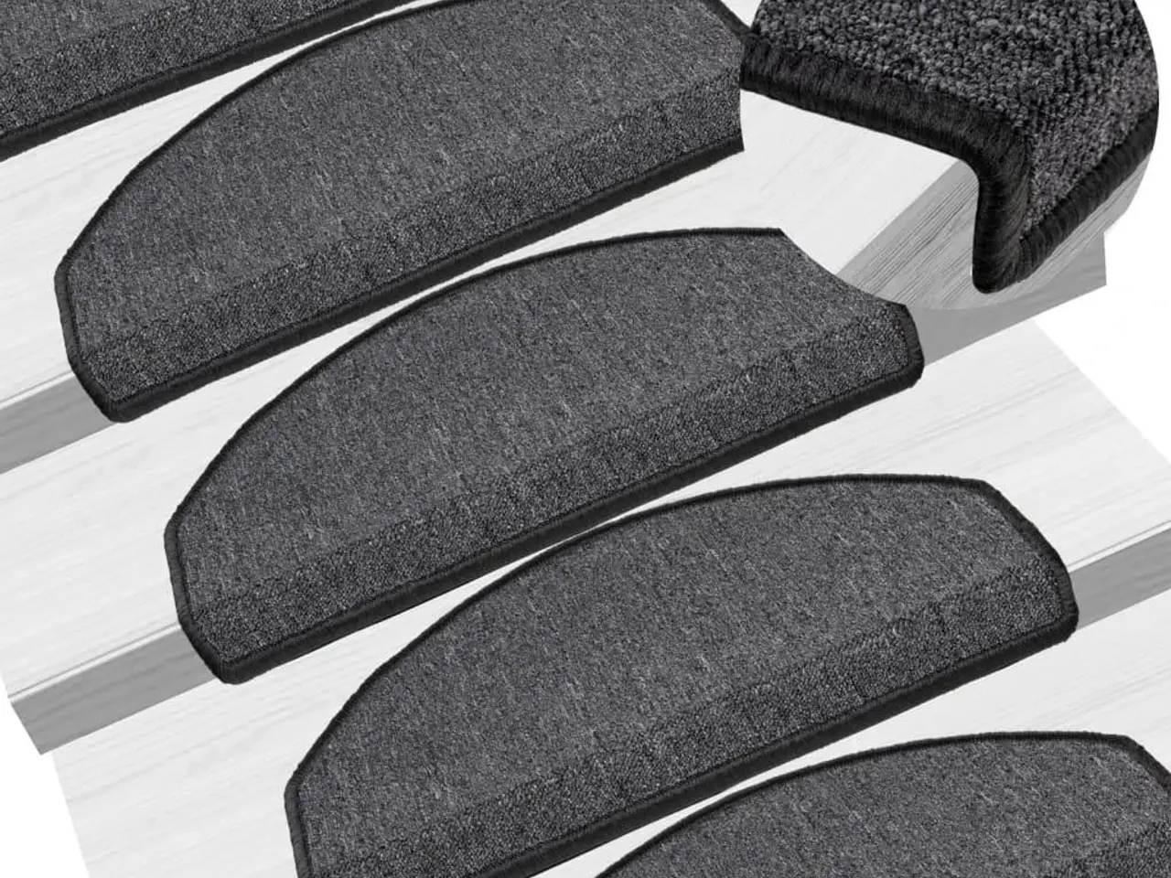 Billede 1 - Trappemåtter halvrunde - 15 stk., 65×24×4 cm, antracit