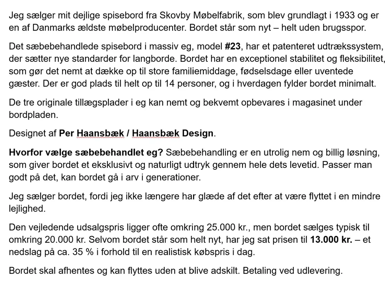 Billede 7 - Skovby spisebord model 23 i massiv eg sæbebeh