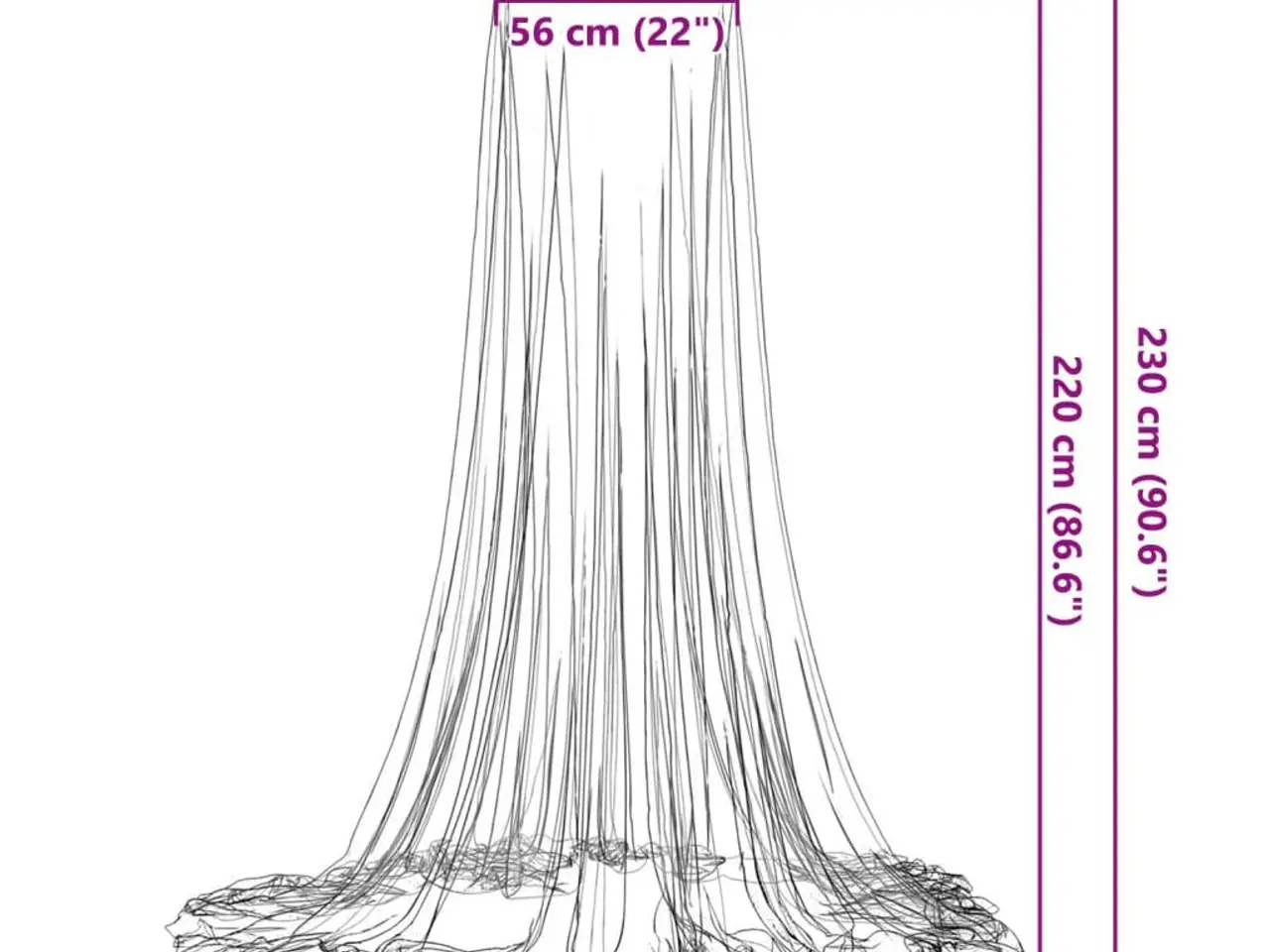 Billede 6 - Myggenet til seng - rund model 56×56×220 cm, hvid polyester