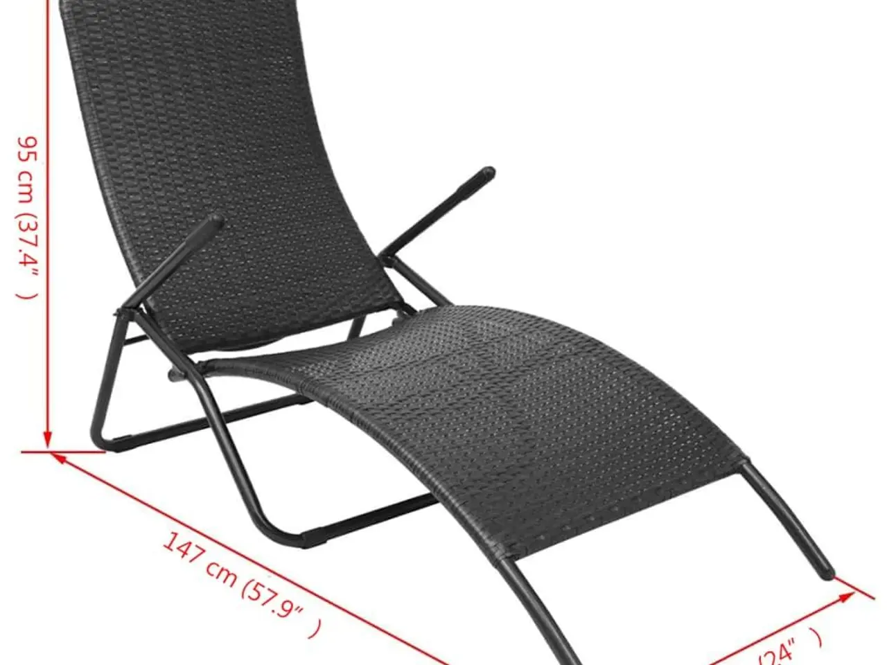 Billede 5 - Foldbar liggestol i polyrattan - sort