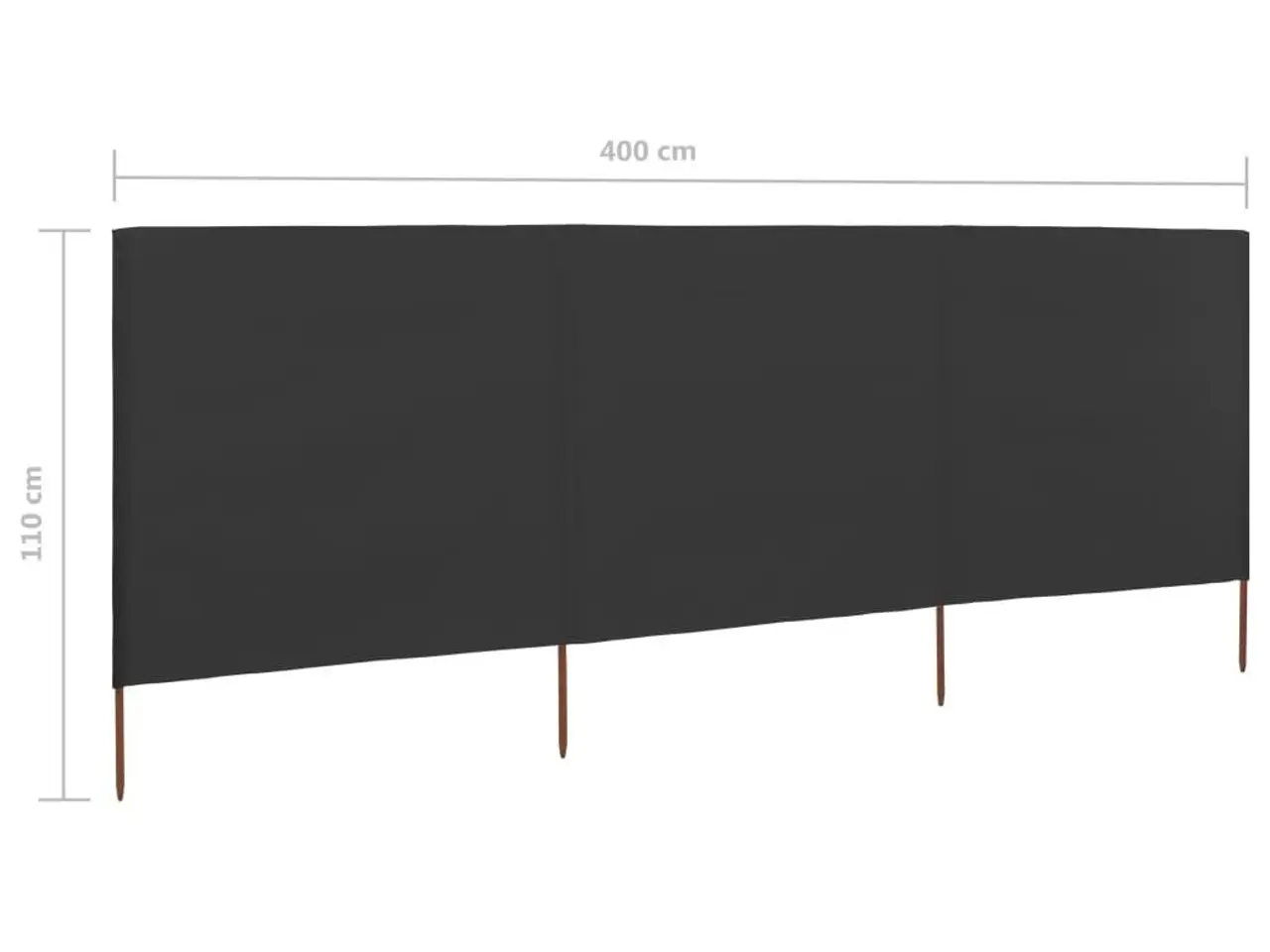 Billede 6 - 3-panels læsejl 400x80 cm stof antracitgrå