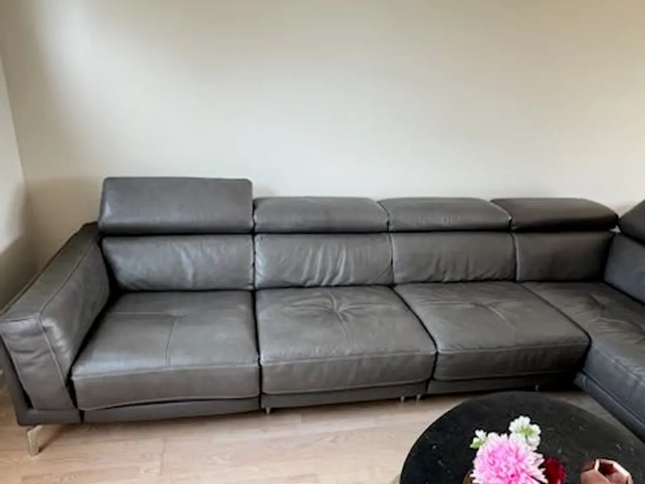 Billede 3 - Lædersofa grå hjørnesofa