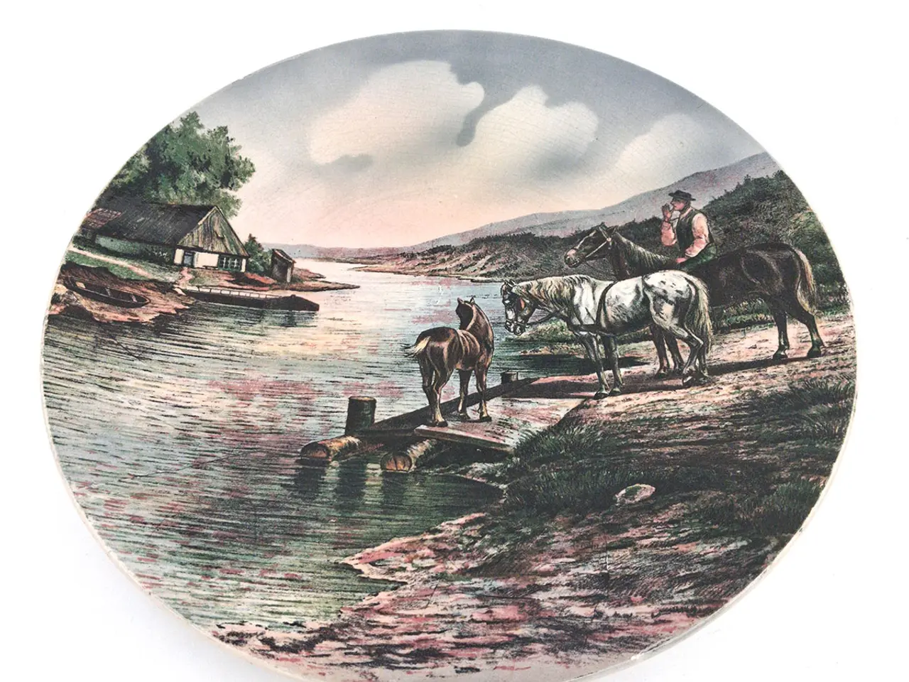 Billede 2 - Antik Villeroy & Boch vægplatte – heste og rytter