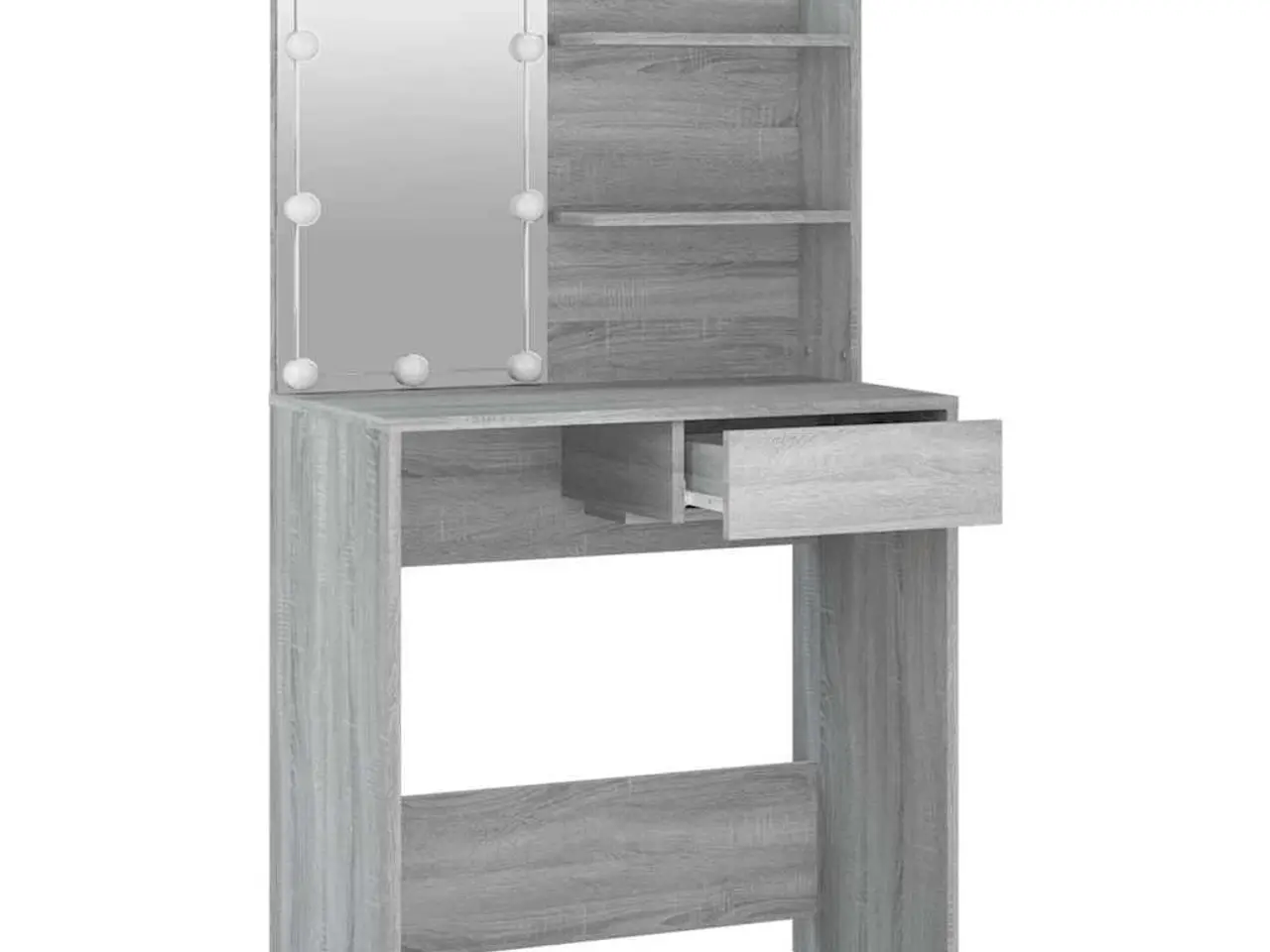 Billede 4 - Makeupbord med LED-lys 74,5×40×141 cm - grå sonoma-eg