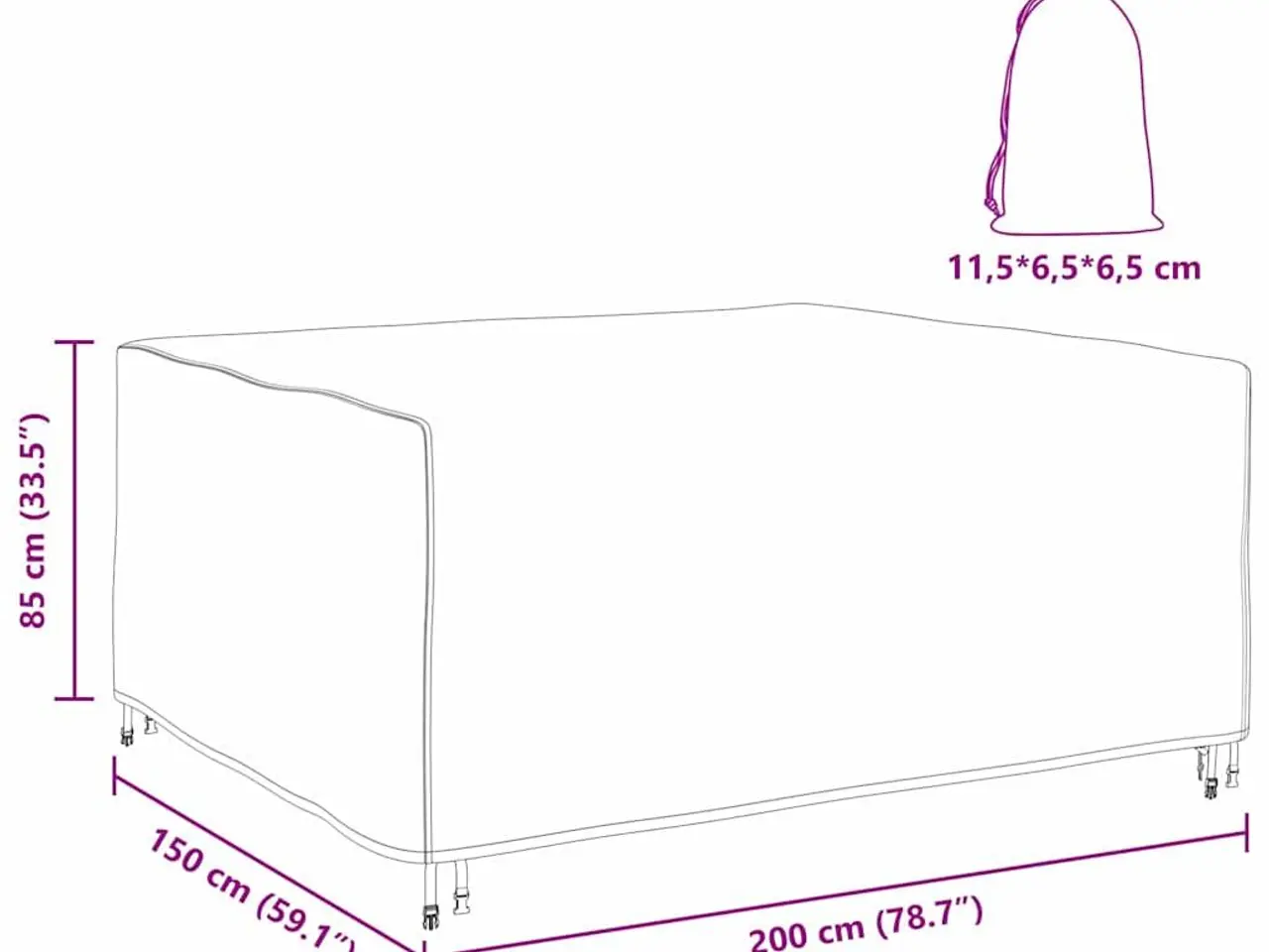 Billede 10 - Møbelovertræk sort 200 x 150 x 85 cm - 210D