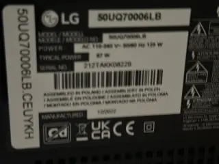 LG 50” 4K TV + IKEA MARKSKEL TV-bord – god stand