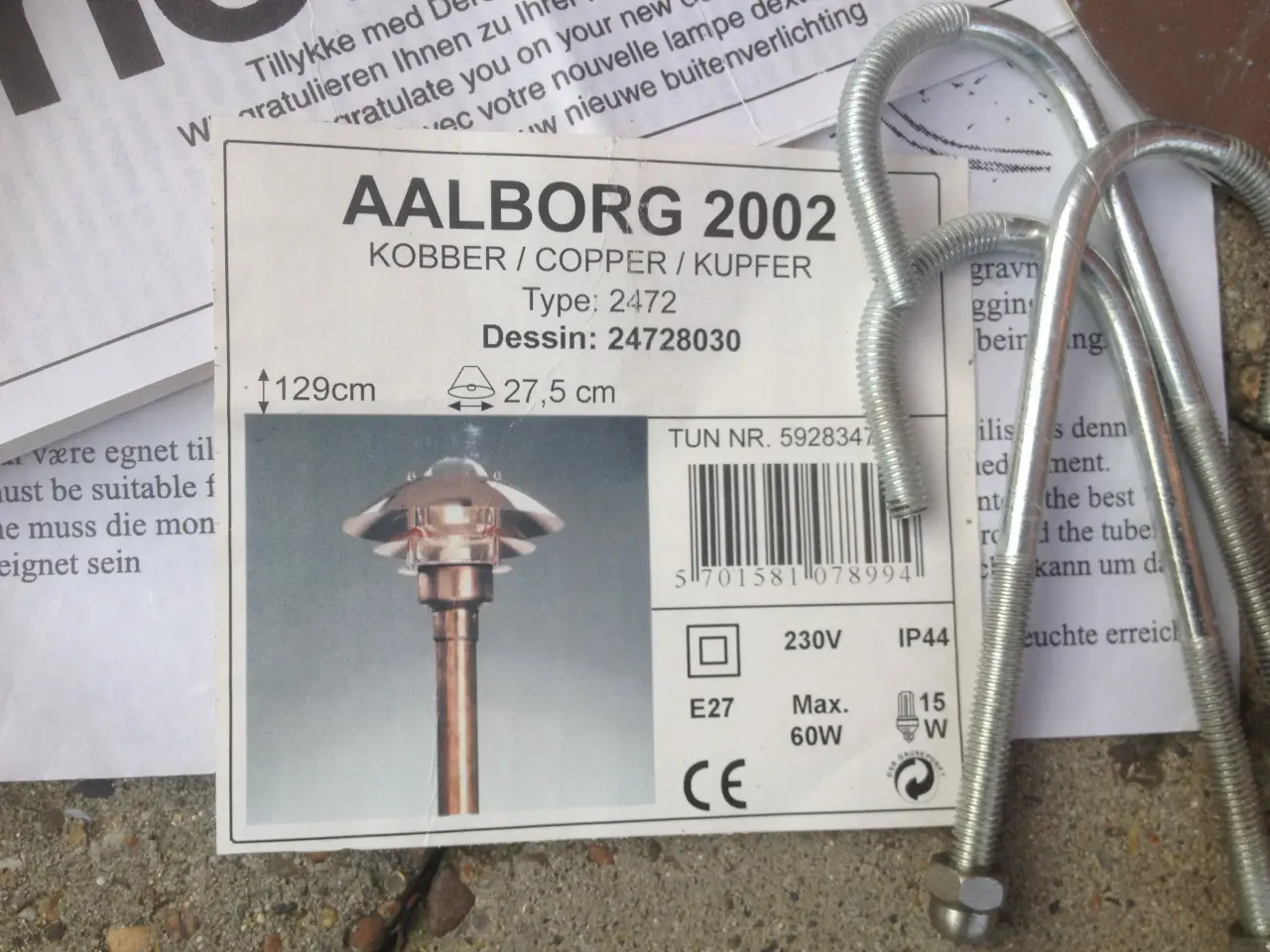 Billede 10 - Bedlampe Nordlux Ålborg 2002 Kobber