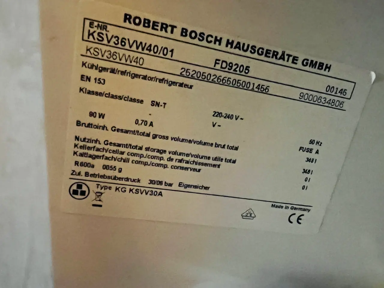 Billede 3 - Køleskab ROBERT BOSCH KSV36VW40