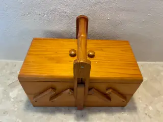70’er retro smykkeskrin, syskrin i fyrretræ med ha