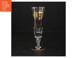 Dekorativt vinglas med gulddetaljer fra Muligvis Murano (str. Ø. 6 cm. længde. 17 cm)