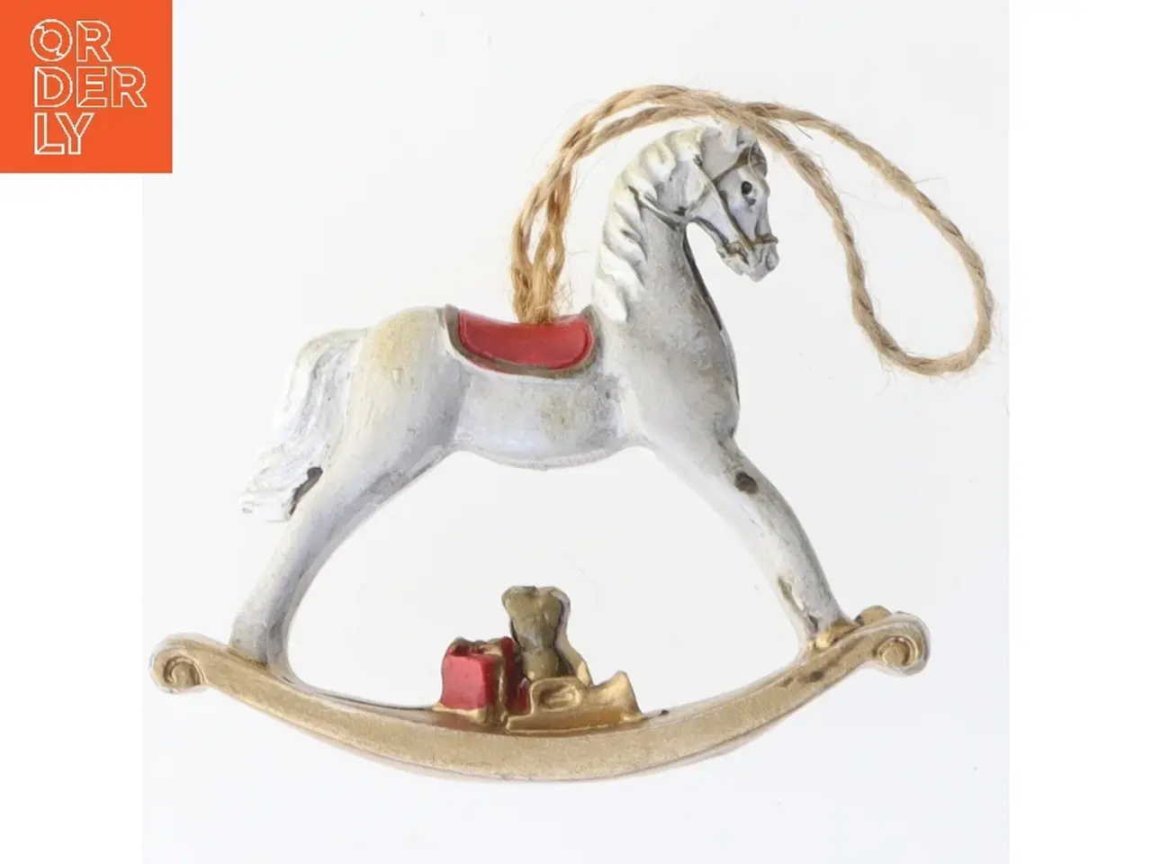 Billede 2 - Gammel Juledekoration med gyngehest (str. 8x7,5 cm)
