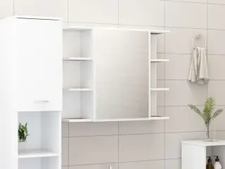Badeværelsesskab med spejl 80x20,5x64 cm konstrueret træ hvid