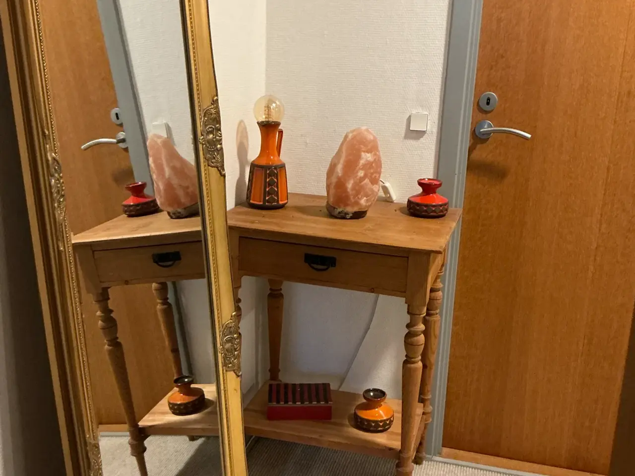 Billede 1 - Stort spejl med ramme i antik look