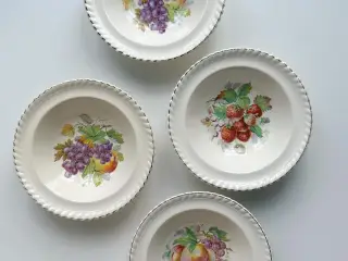 Ymerskåle m frugtmotiver, engelsk fajance, 4 stk samlet, NB