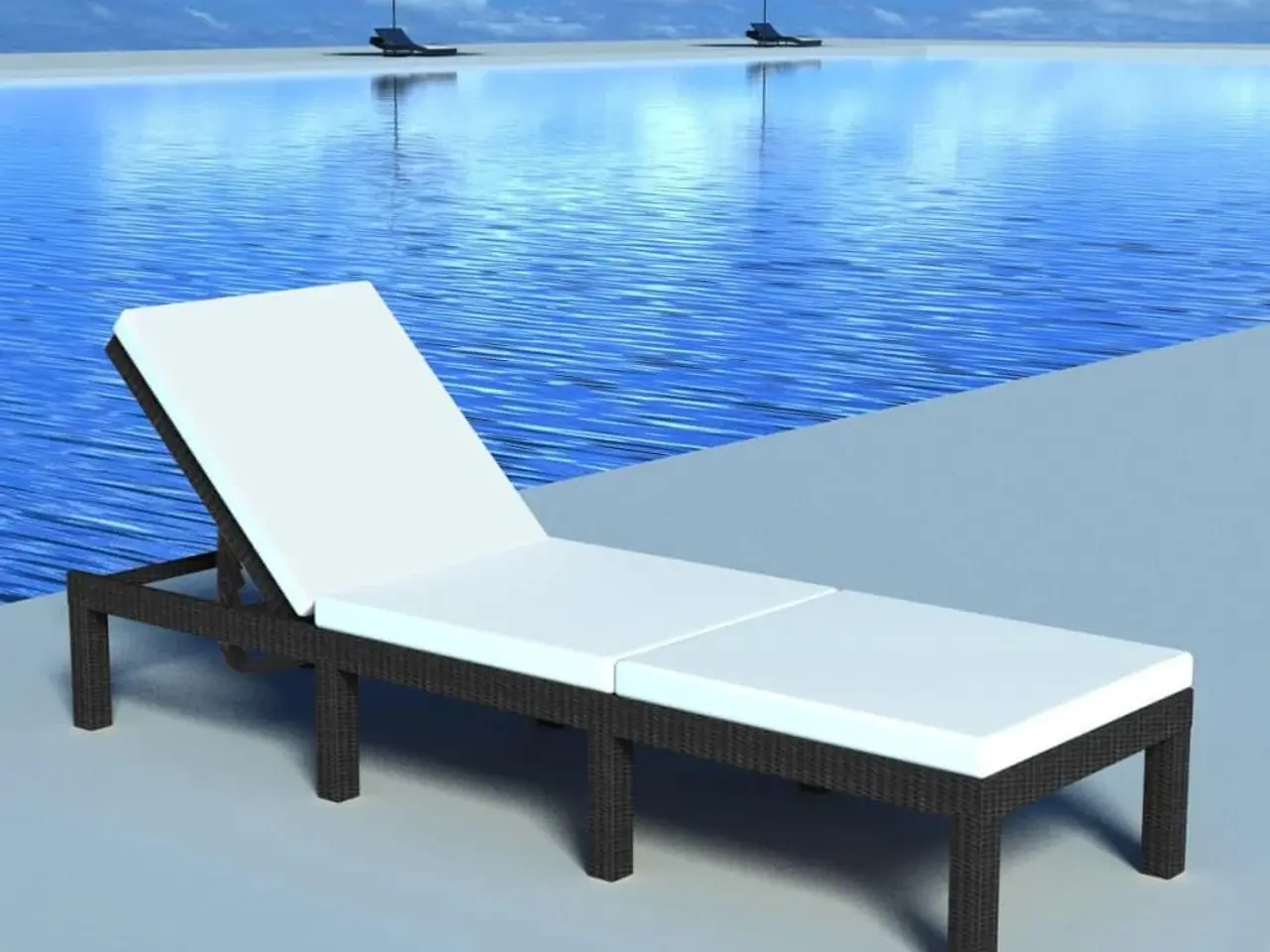 Billede 1 - Solseng i polyrattan med hynde - sort/creme