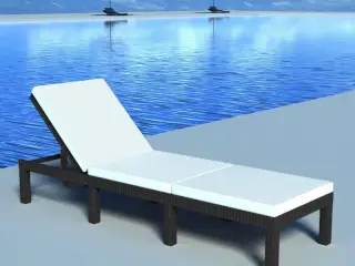 Liggestol med hynde polyrattan sort