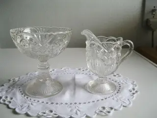 Sukker/fløde sæt Kastrup Glasværk 1895