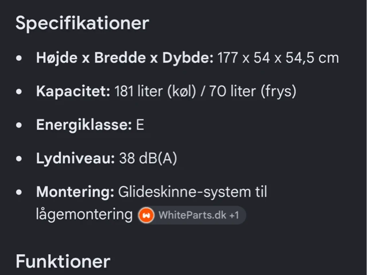 Billede 2 - Vestfrost integrerbar køl/frys