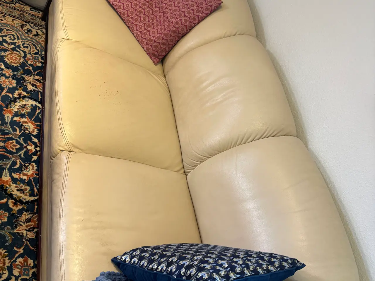 Billede 7 - Sofa sæt sælges i ægte læder. Farve beige.