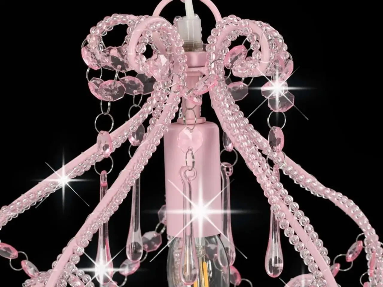 Billede 4 - Loftlampe med perler - rund E14, pink
