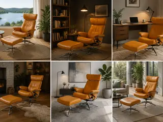 Stressless lænestol + skammel – Cognac læder