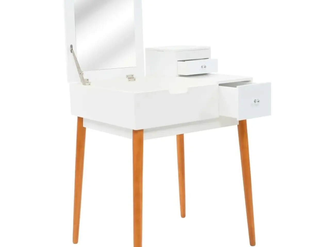 Billede 1 - Sminkebord med spejl i MDF - 60 × 50 × 86 cm, hvid/brun
