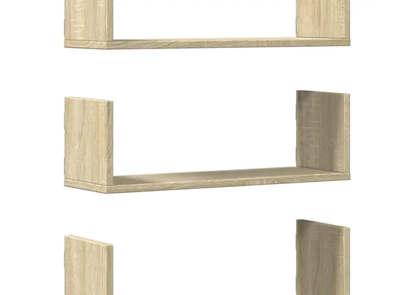 Billede 2 - Væghylder 3 stk. 58×18×18 cm i konstrueret træ - sonoma-eg