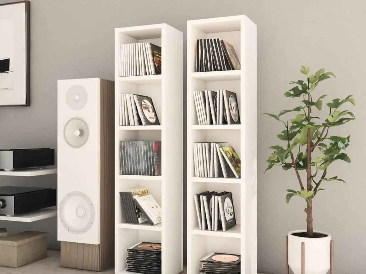 Billede 1 - CD-reoler 2 stk. - hvid 21 x 16 x 93,5 cm