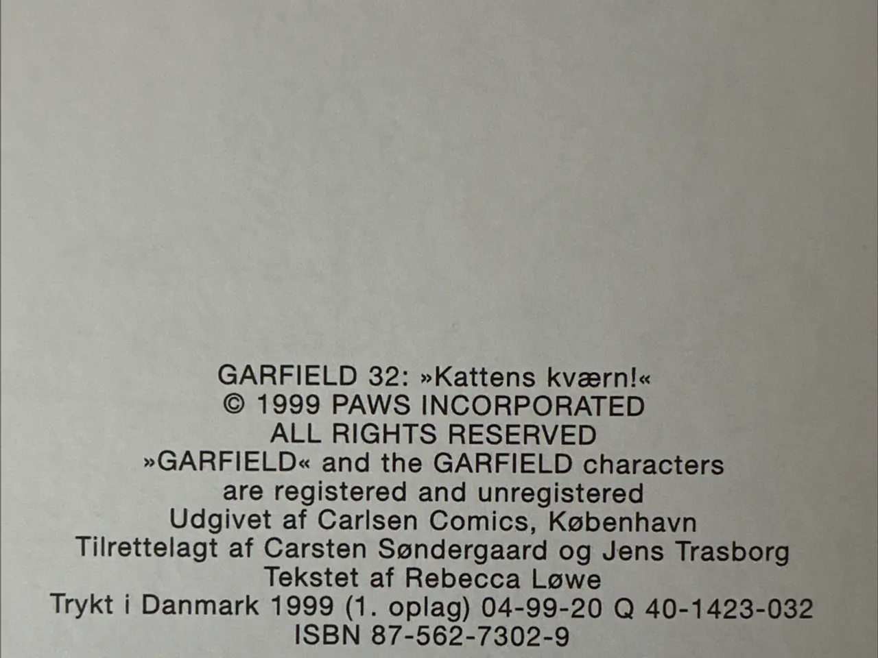 Billede 2 - Garfield 32 Kattens kværn 1 oplag