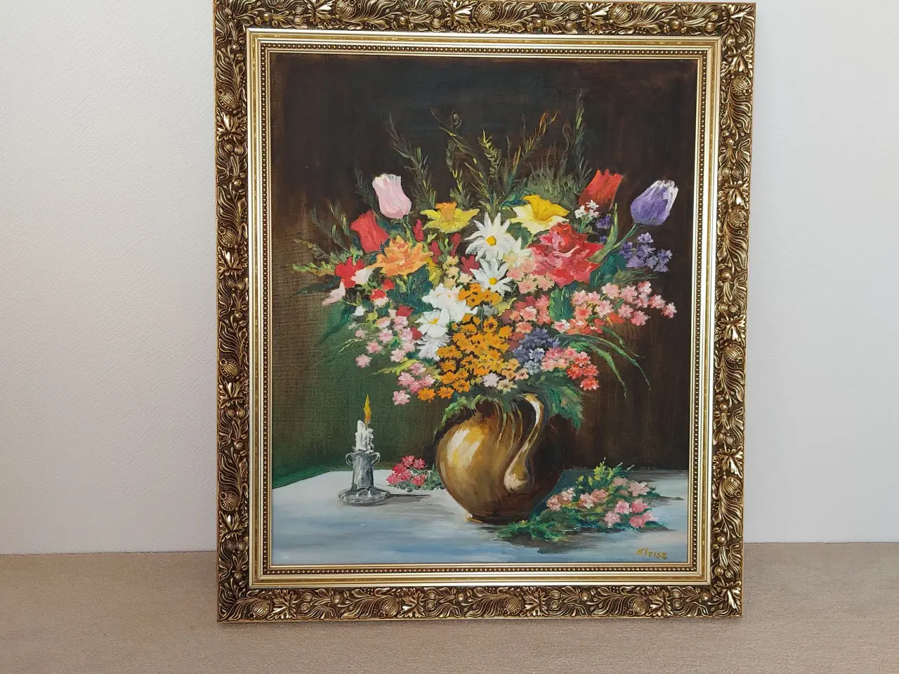 Billede 1 - Maleri, blomster i krukke.