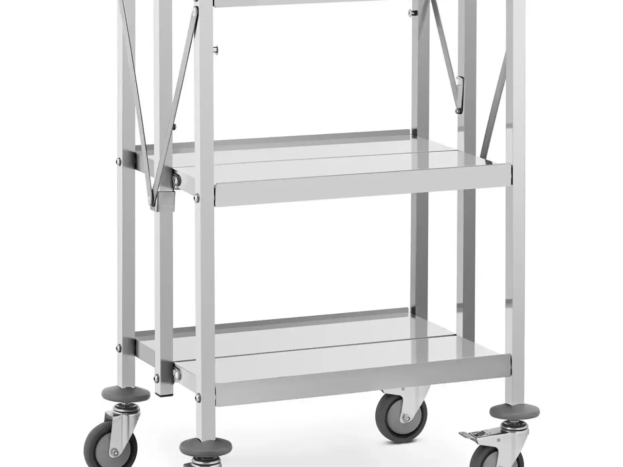 Billede 1 - Serveringsvogn – rustfrit stål – 3 bordplader