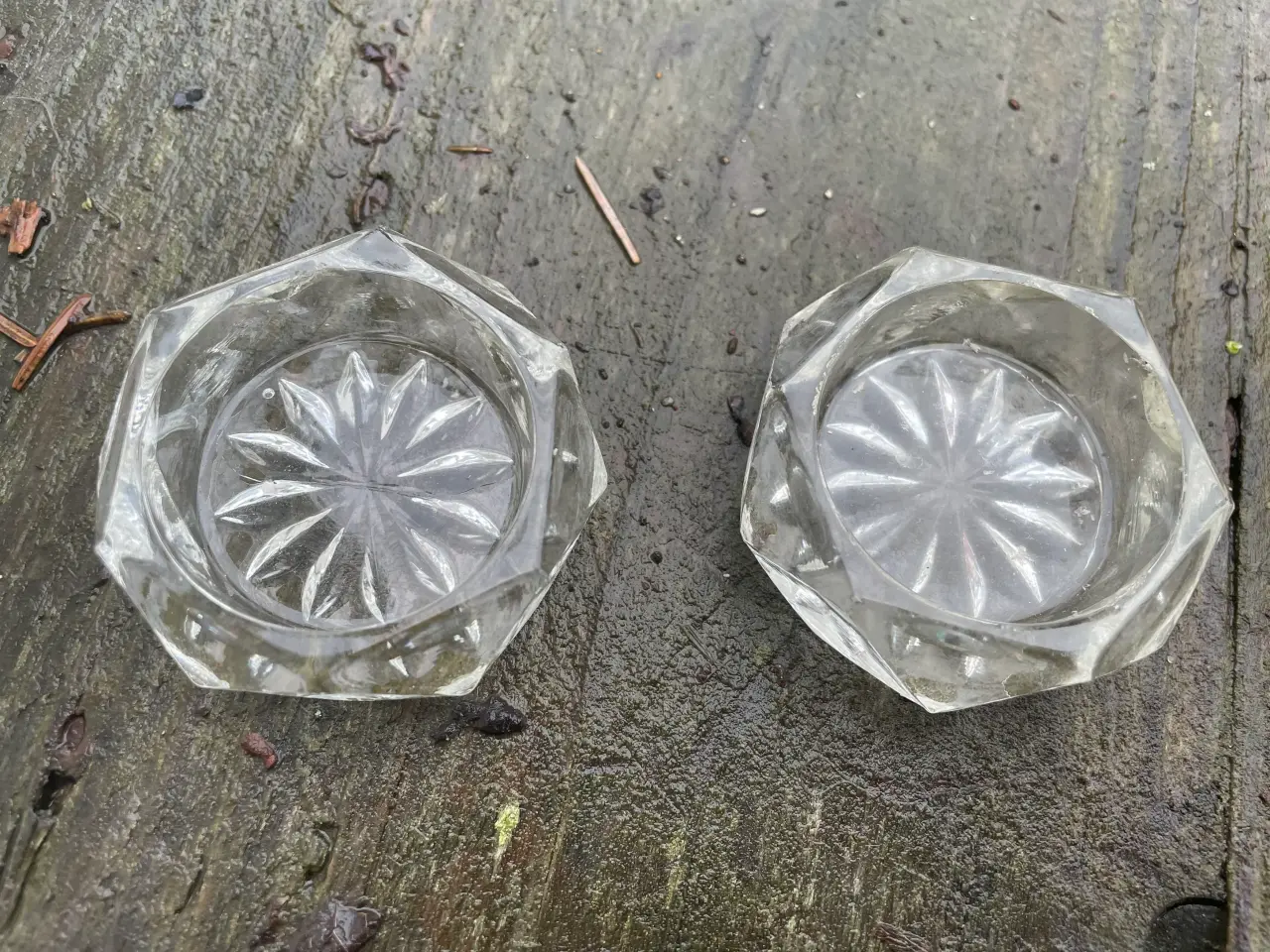 Billede 1 - 2 Saltkar i glas. 6- kantede