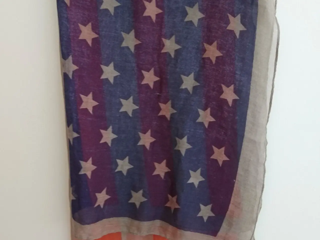 Billede 2 - Tørklæde, med orange striber & stjerner, 90 x 200