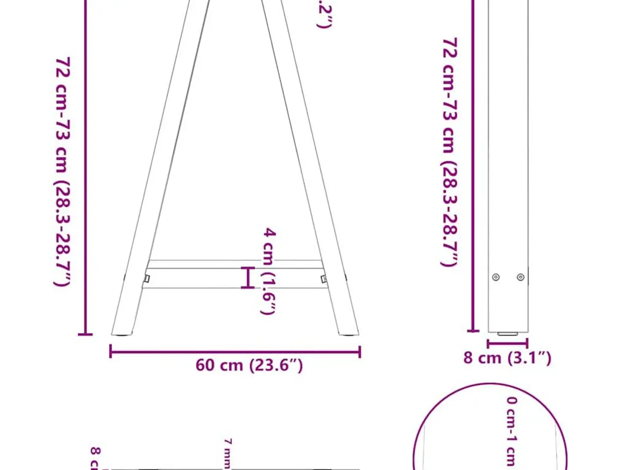 Billede 10 - Spisebordsben A-formet - 2 stk. sort stål 60 × (72-73) cm