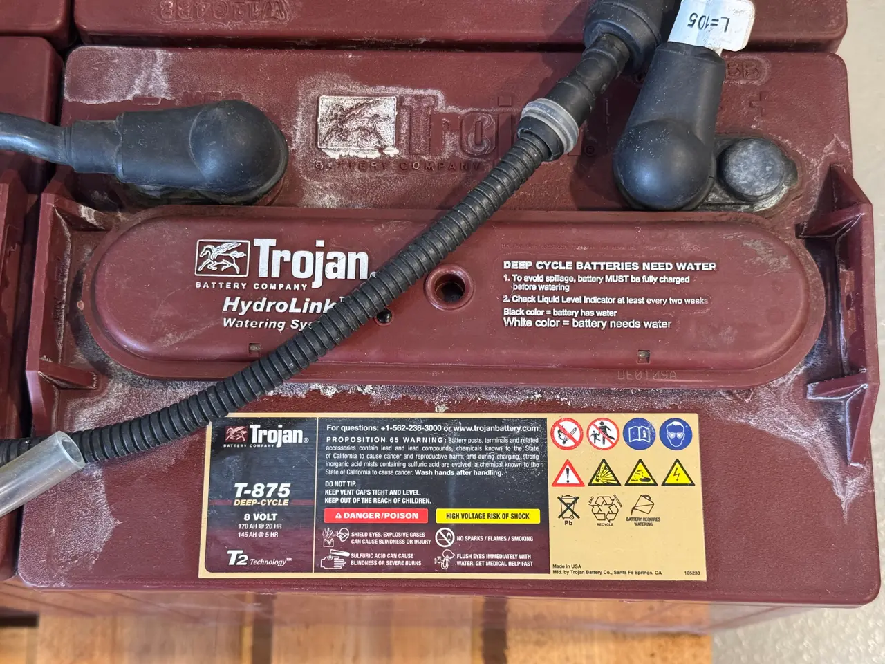 Billede 2 - Batterier til golfvogn TROJAN T-875