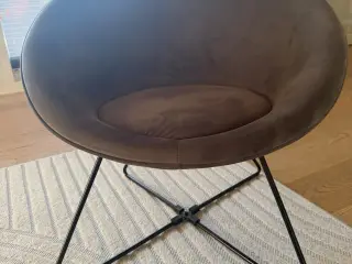 Grå velour loungestol / lænestol