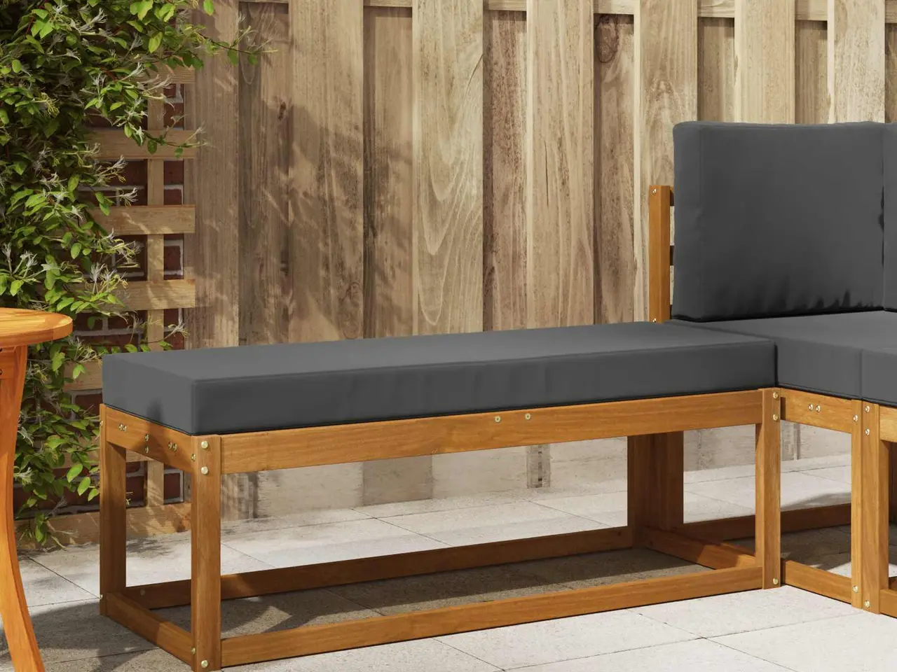 Billede 1 - Udendørs Stolbænk Naturlig og Antracit 115 x 43 x 45 cm