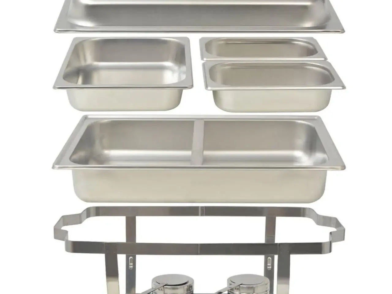 Billede 7 - Fyrfadesæt i rustfrit stål - 4 komplette chafing dishes